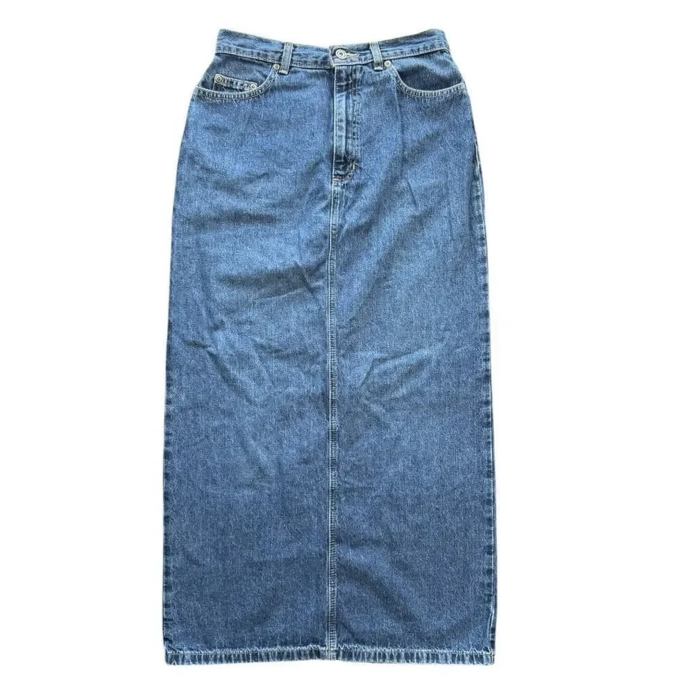 Liz Claiborne Women's Vintage Denim Maxi Skirt Blue Size 8